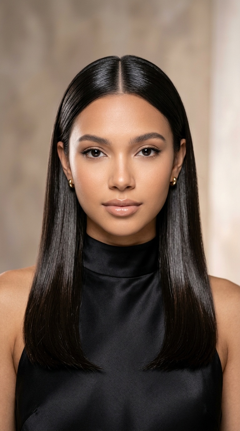 Middle-Parted Glass Hair