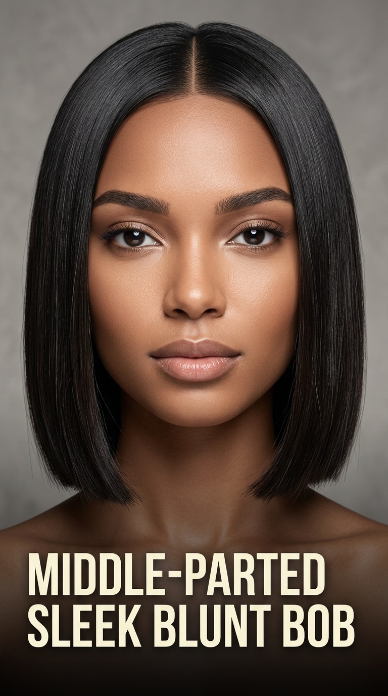 Middle-Parted Sleek Blunt Bob