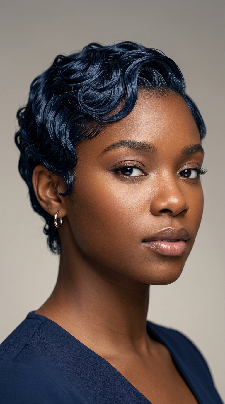 Midnight Blue Wet Look Waves