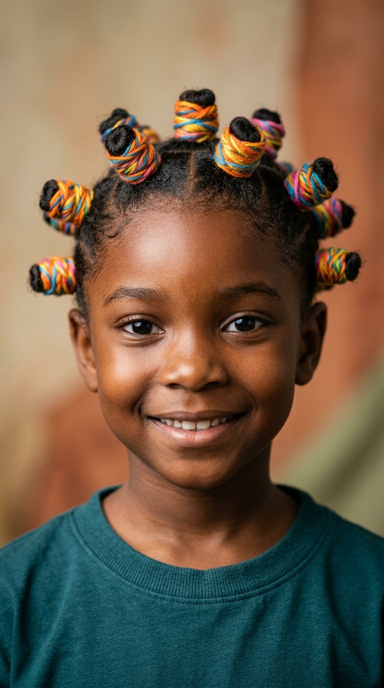 Mini Bantu Knots with Wool Wraps
