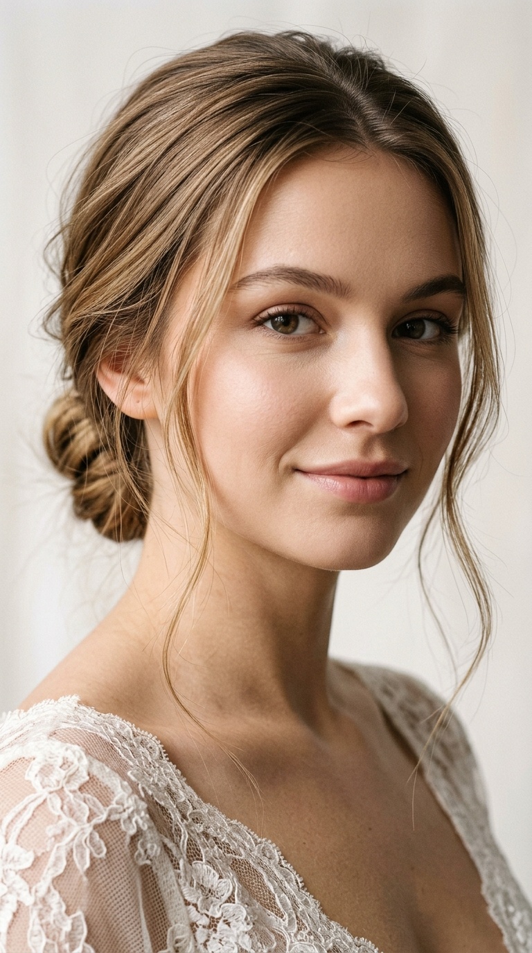 Minimalist Low Knot with Delicate Flyaways