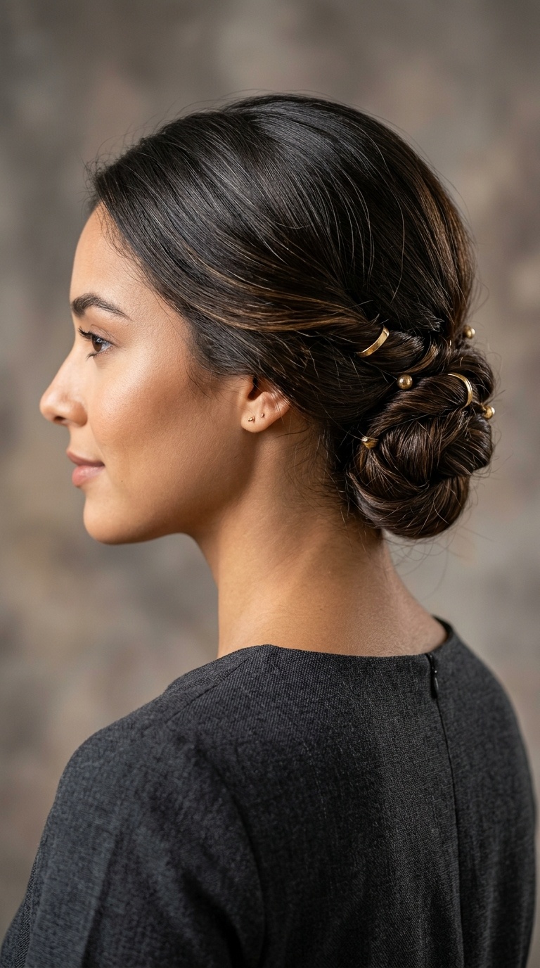 Minimalist Nape Twist with Gold Accents
