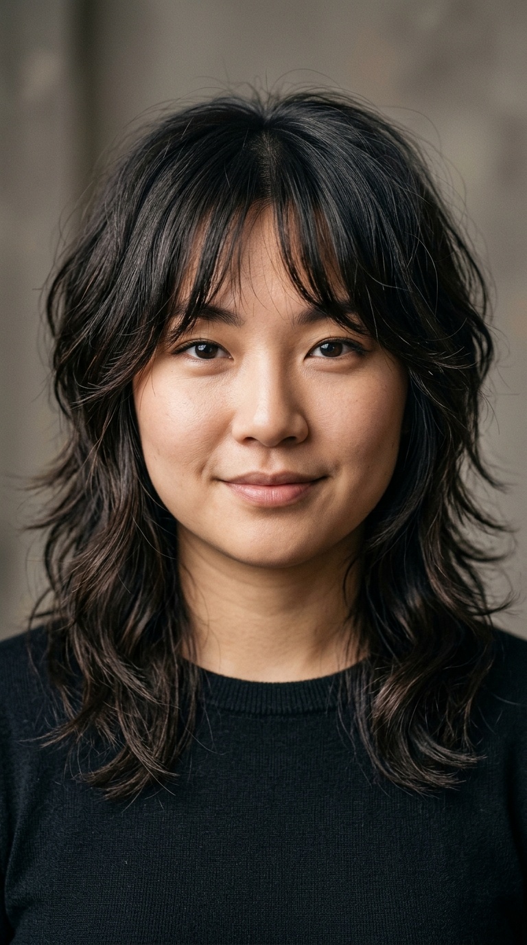 Modern Mullet with Face-Framing Fringe