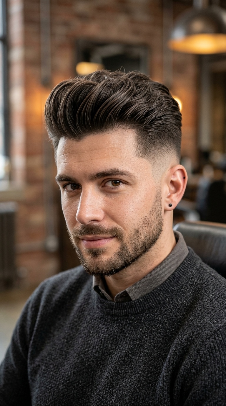 Modern Pompadour with Drop Fade