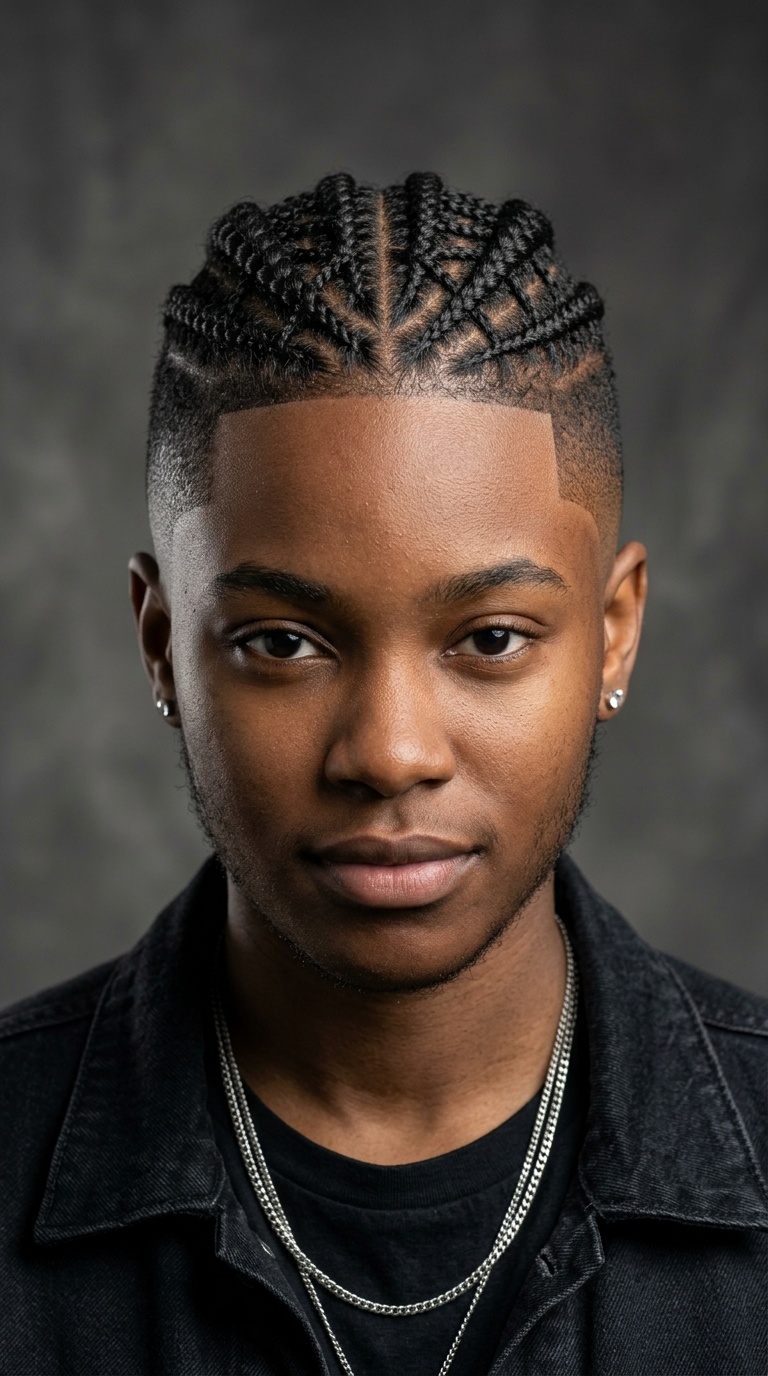 Mohawk Fade with Spider Braids
