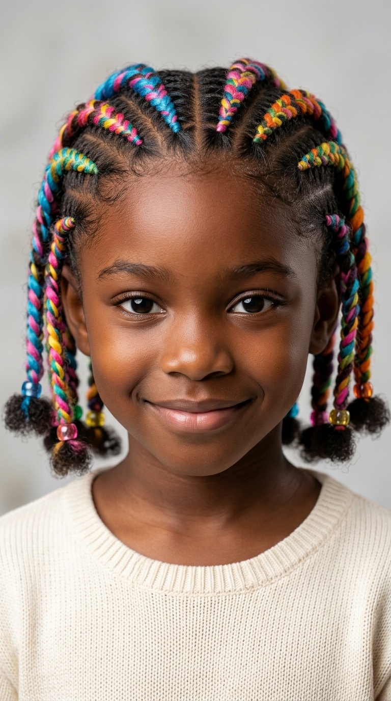 Multi-Colored Yarn Cornrows