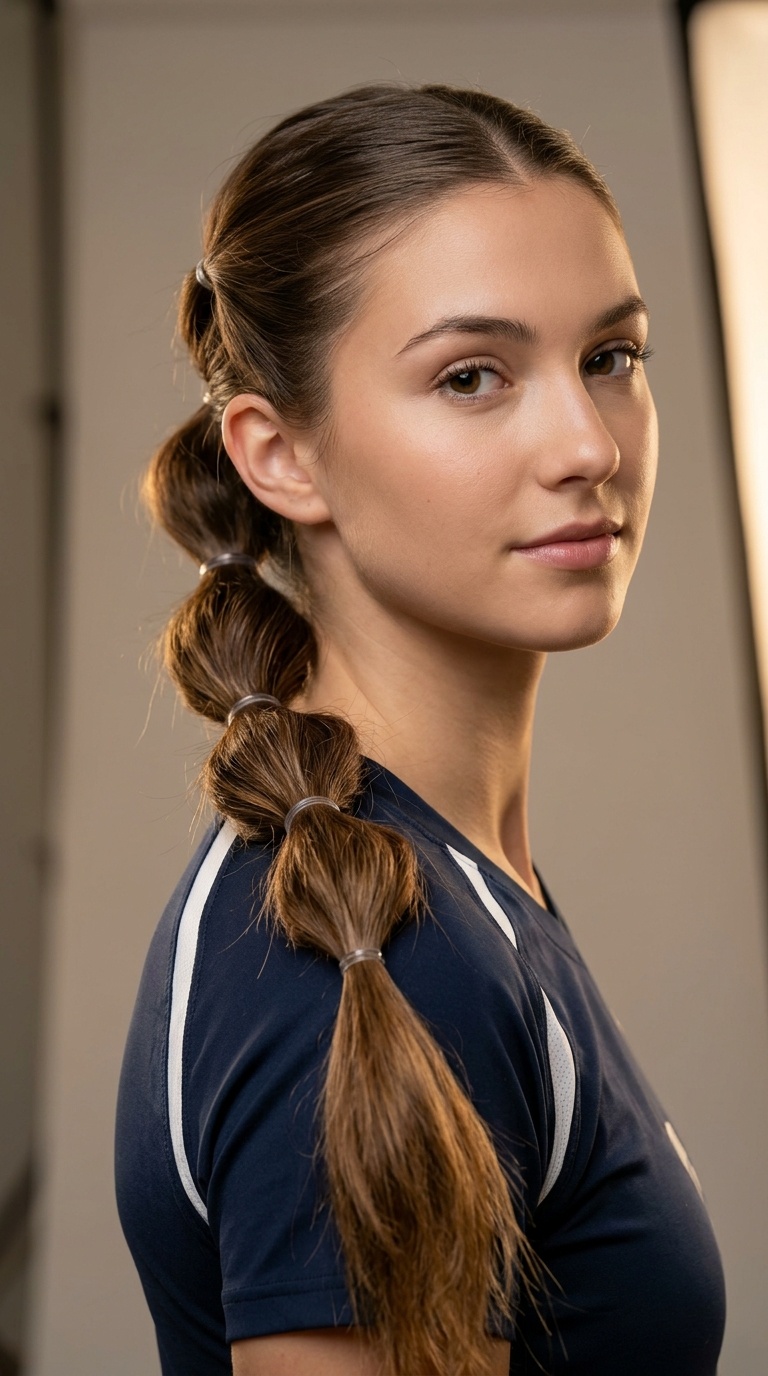 Multi-Sectioned Low Ponytail