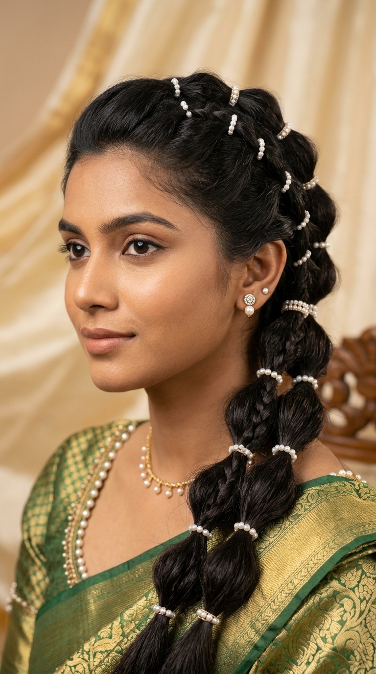 Multi-Strand Bubble Braid with Pearl Beads