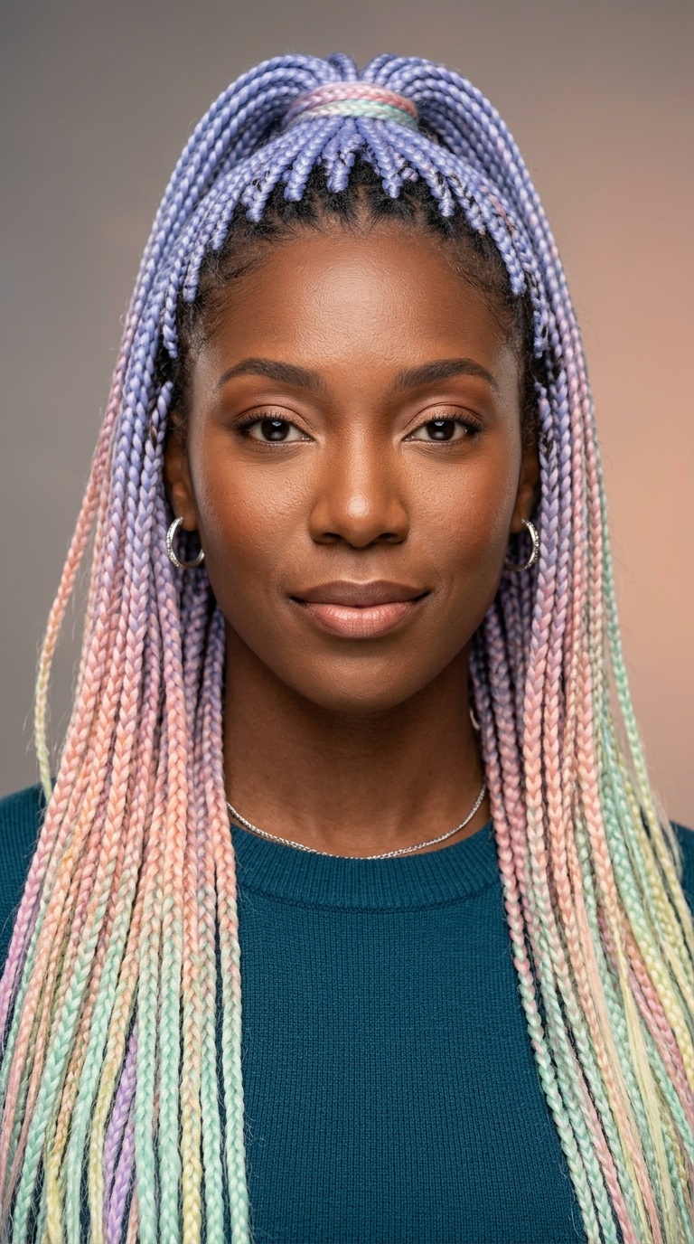 Multi-tonal Pastel Rainbow Braids