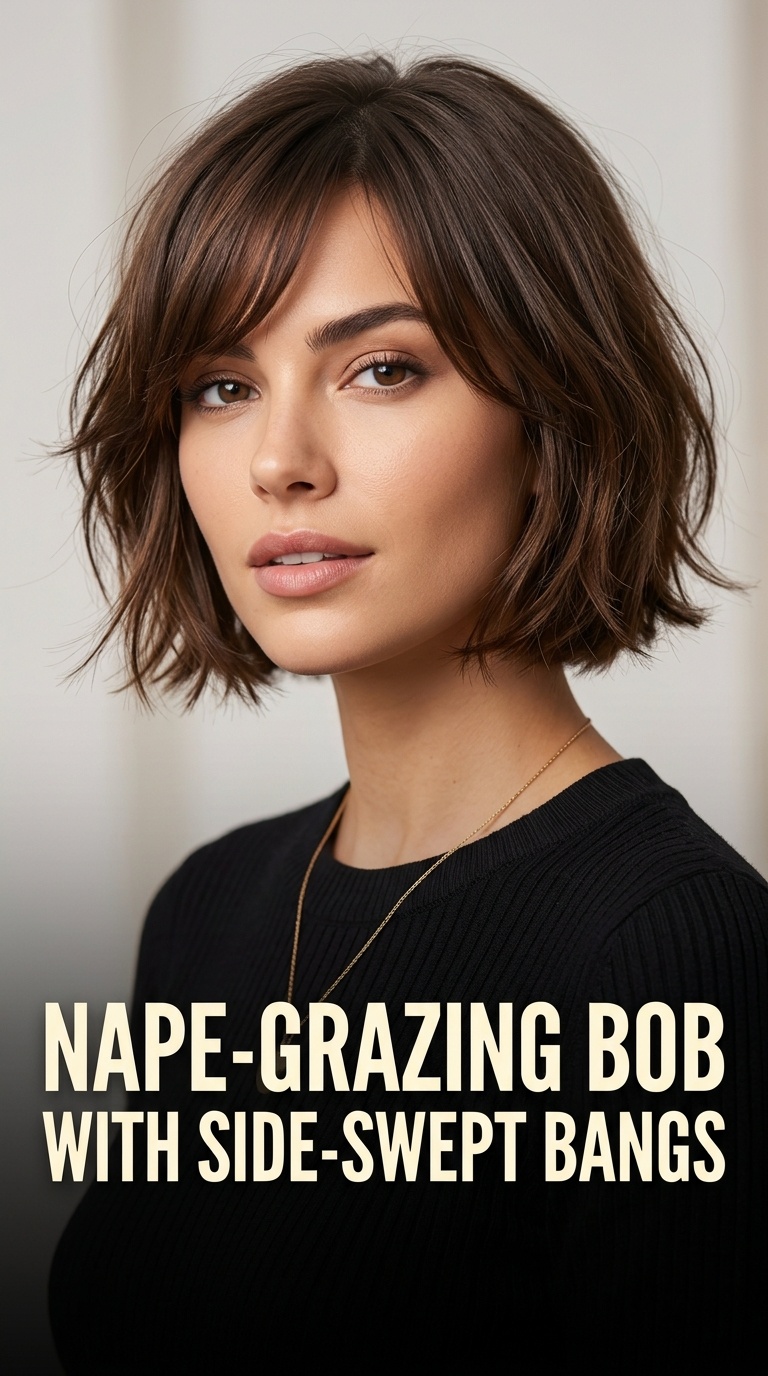 Nape-Grazing Bob with Side-Swept Bangs