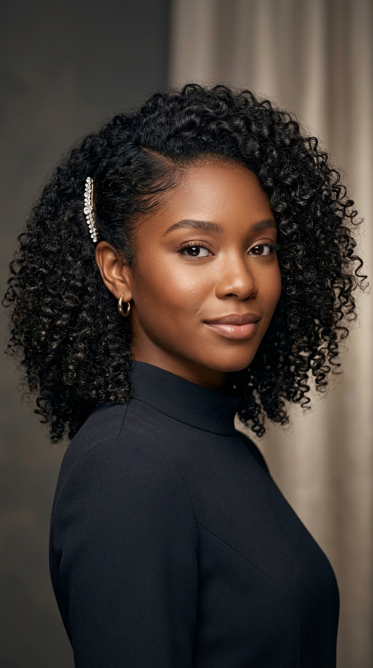 Natural Curls with a Side Clip