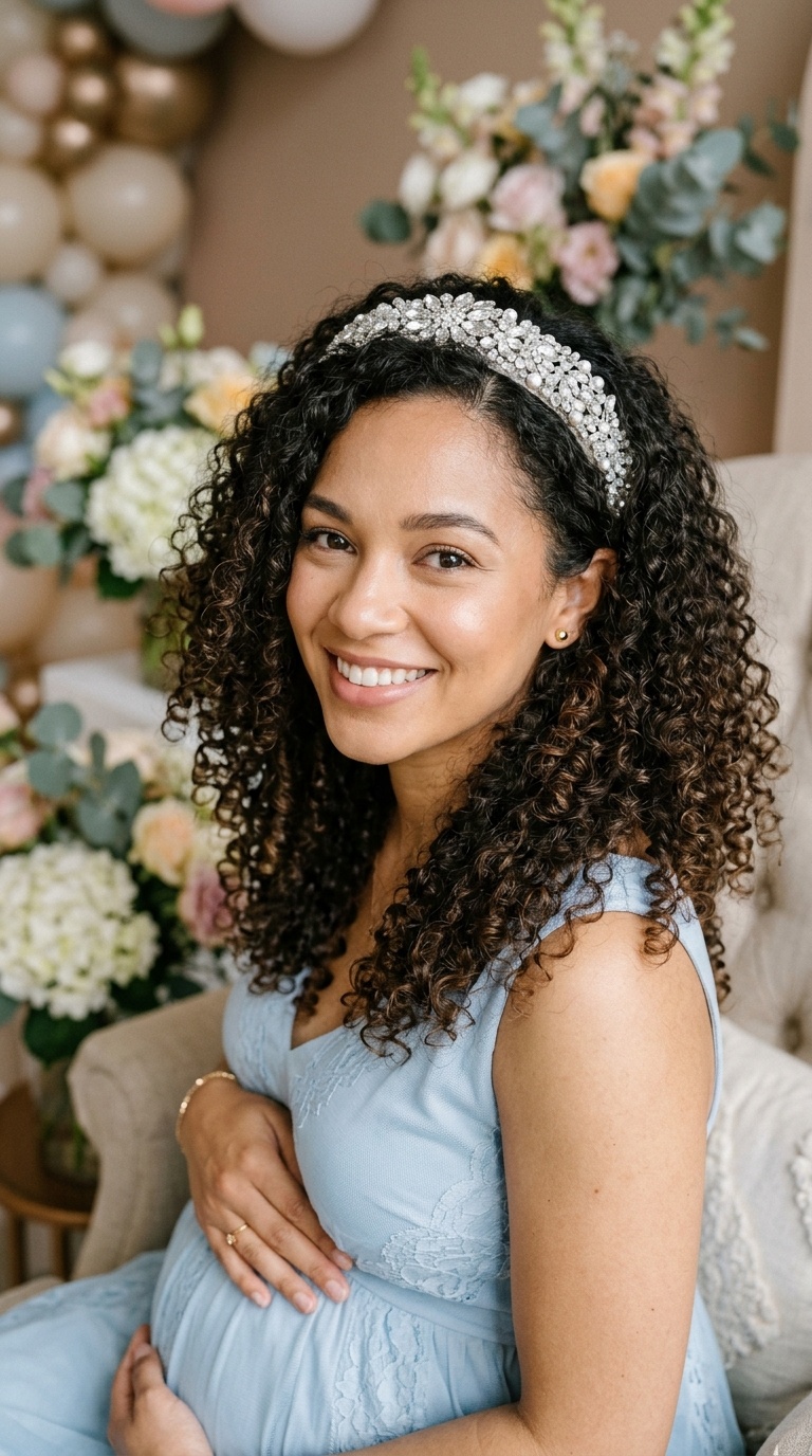 Natural Curls with a Sparkly Headband