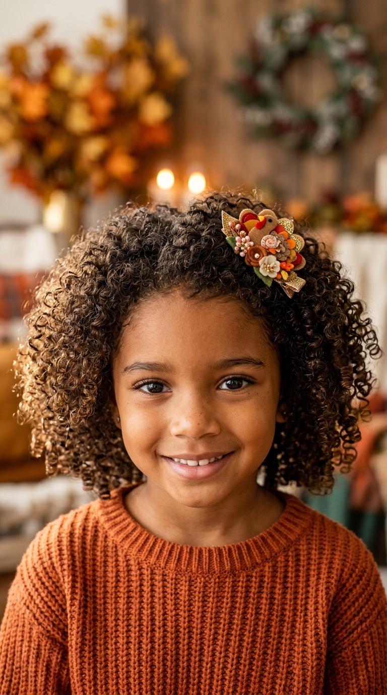 Natural Curls with Festive Clip