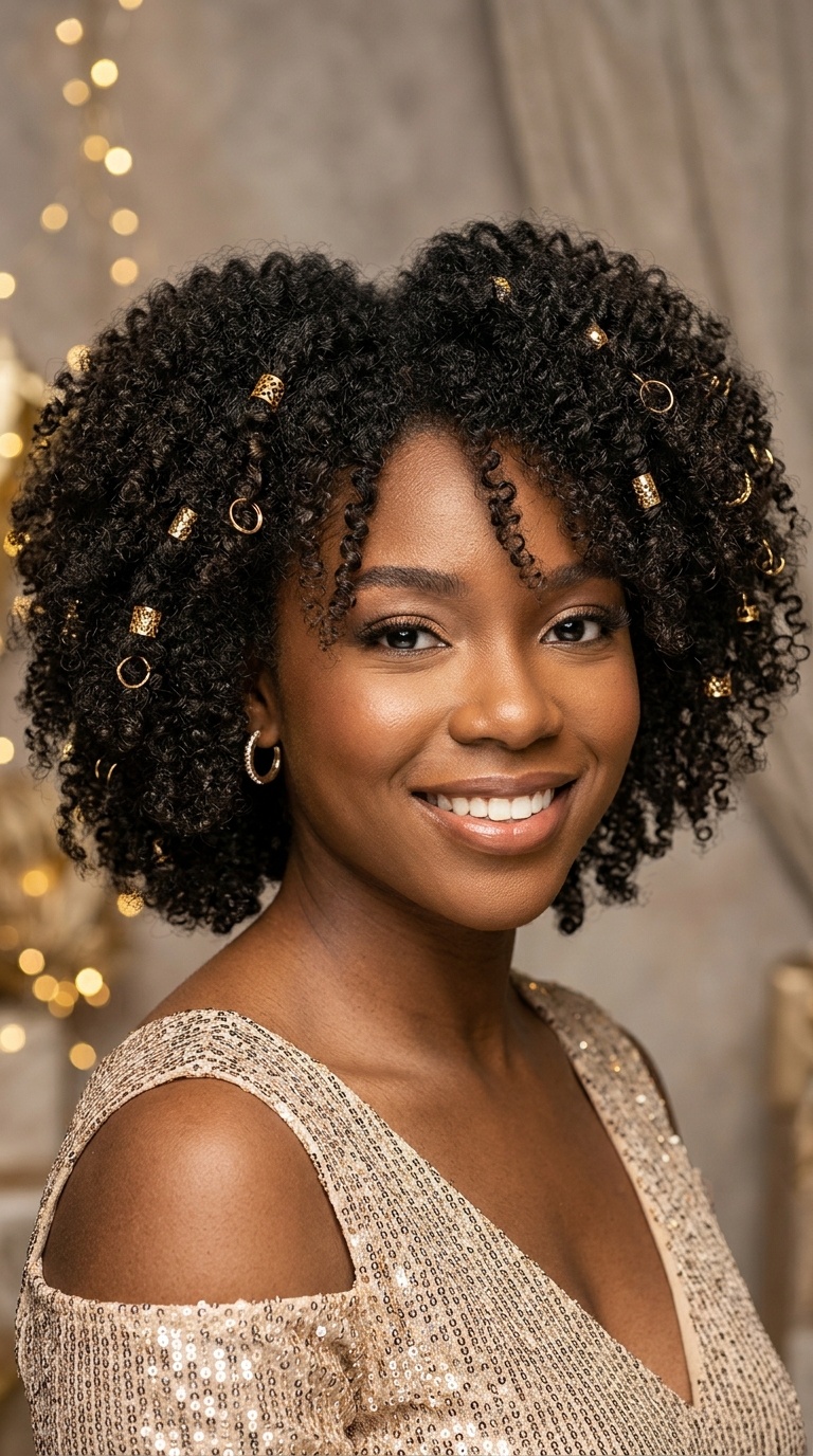 Natural Curls with Golden Cuffs
