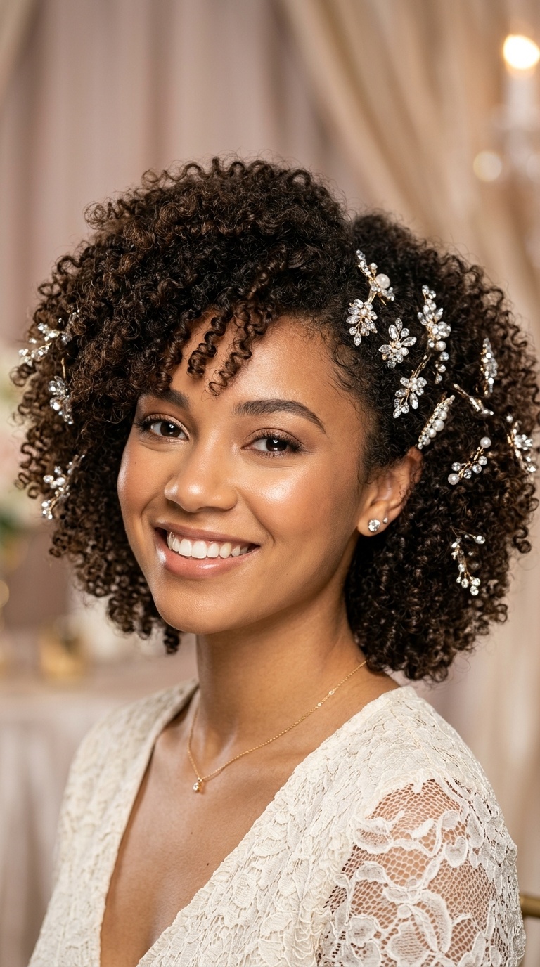 Natural Curls with Sparkly Clips