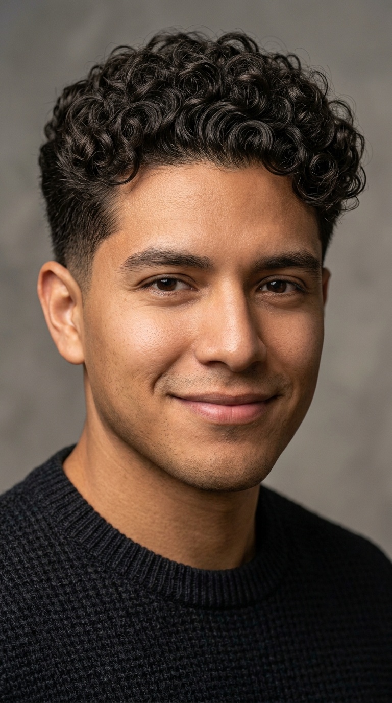 Natural Curls with Taper Fade