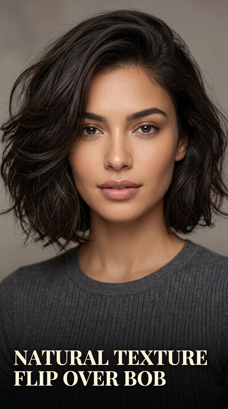 Natural Texture Flip Over Bob