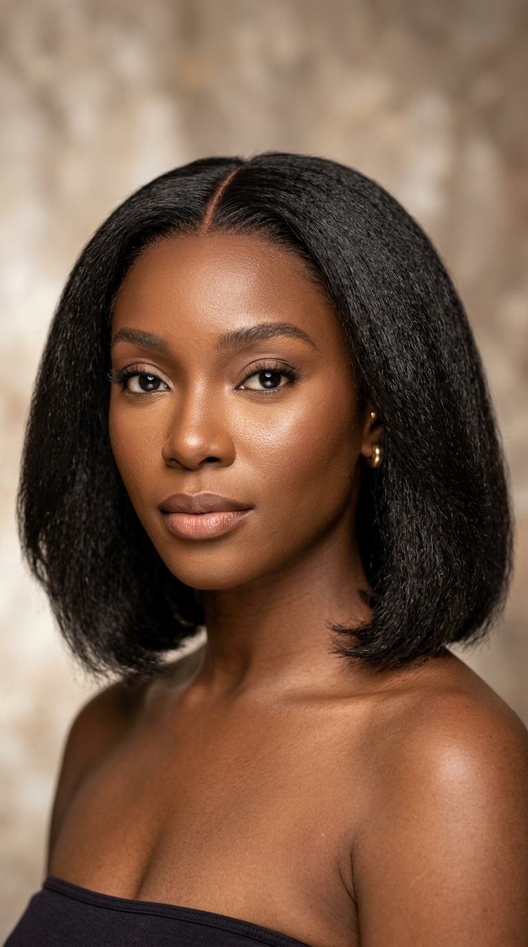 Natural Texture Kinky Straight Bob
