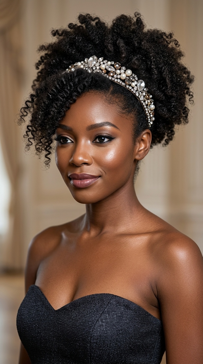 Natural Texture with Jeweled Headband