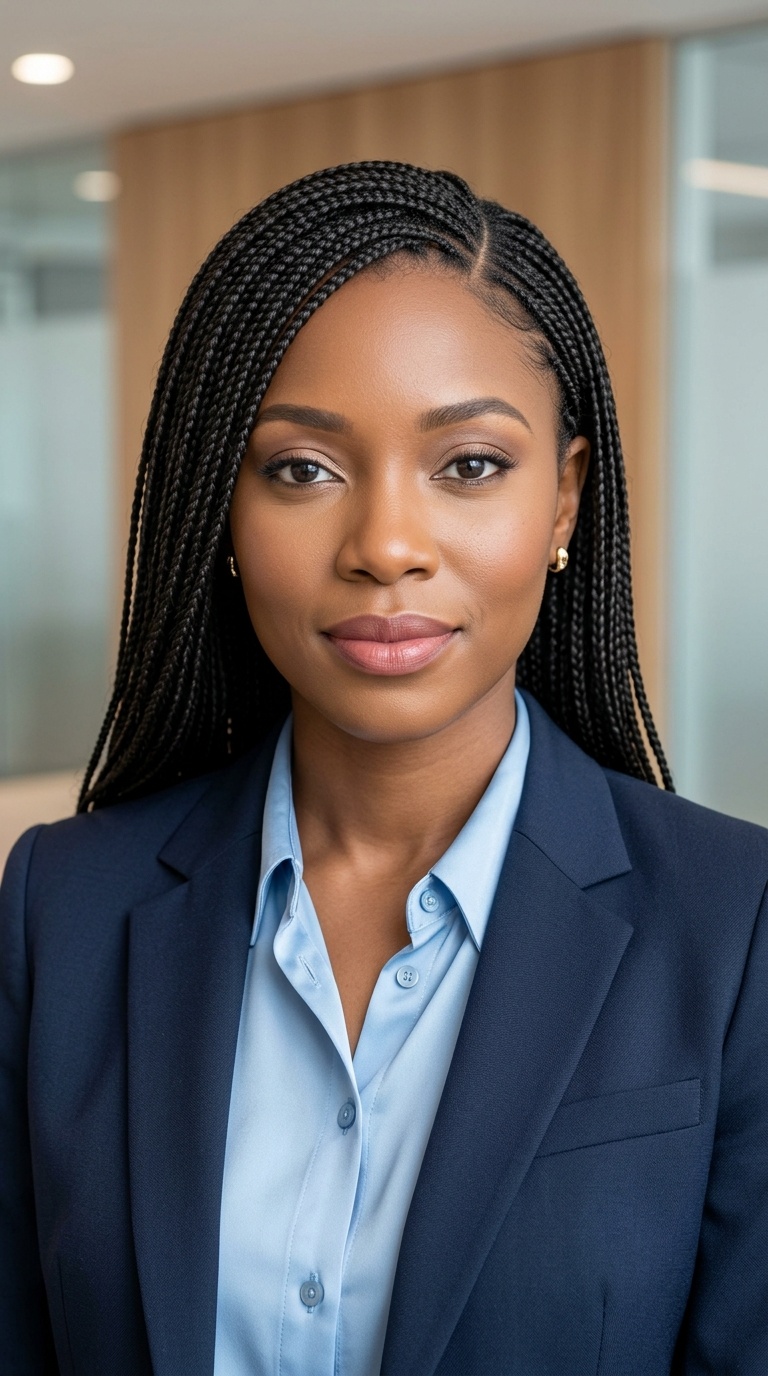 Neat Micro-Braids with a Side Part