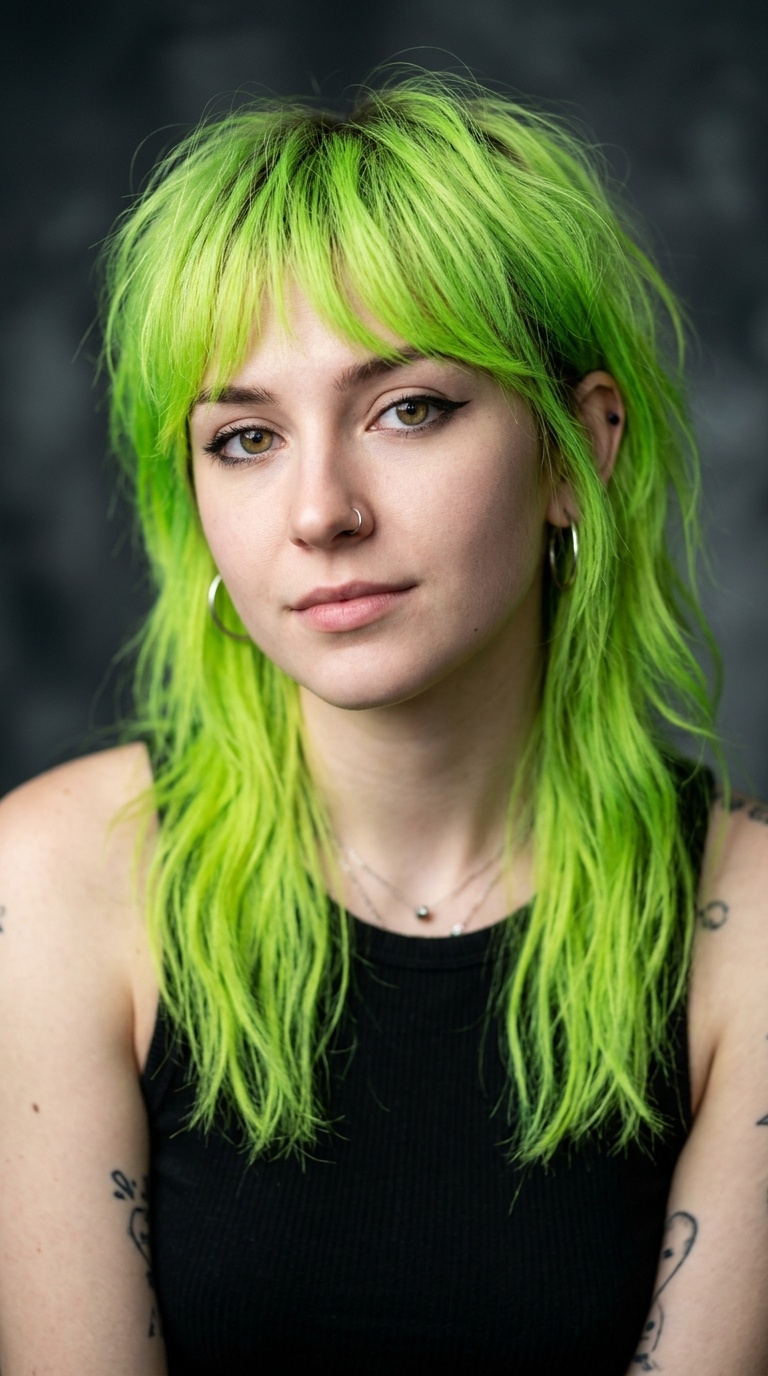 Neon Green Wolf Cut