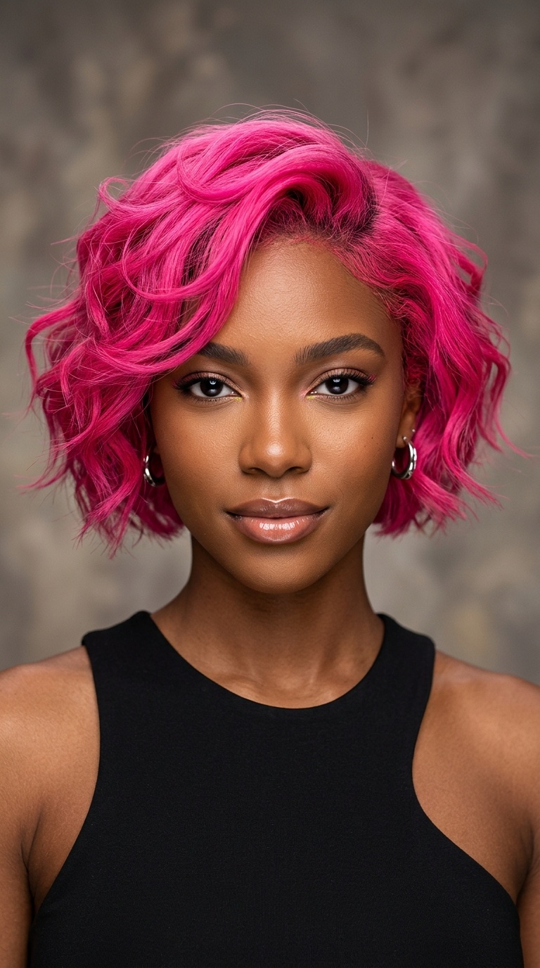 Neon Pink Textured Bob
