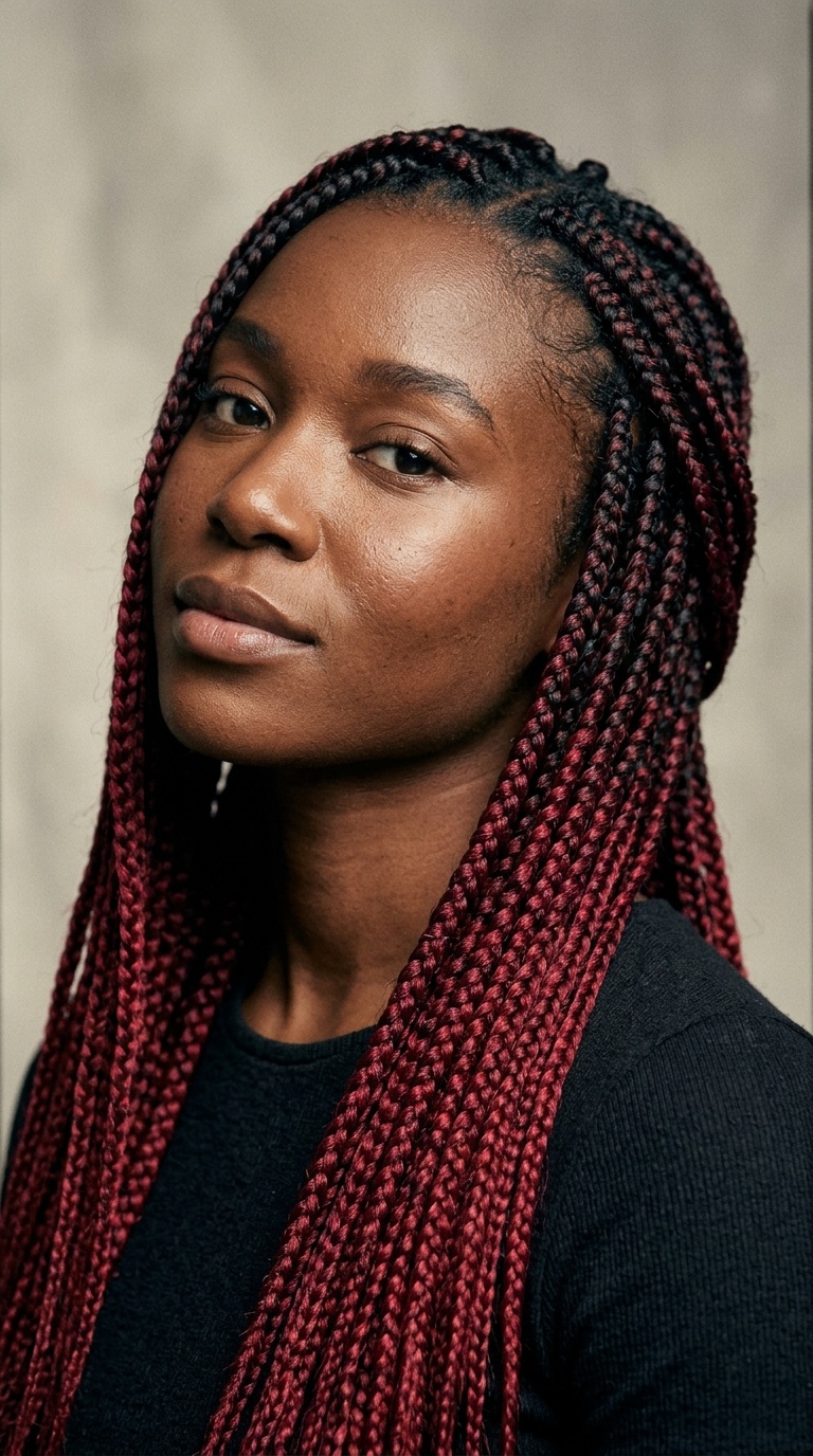 Ombre Black to Crimson Braids