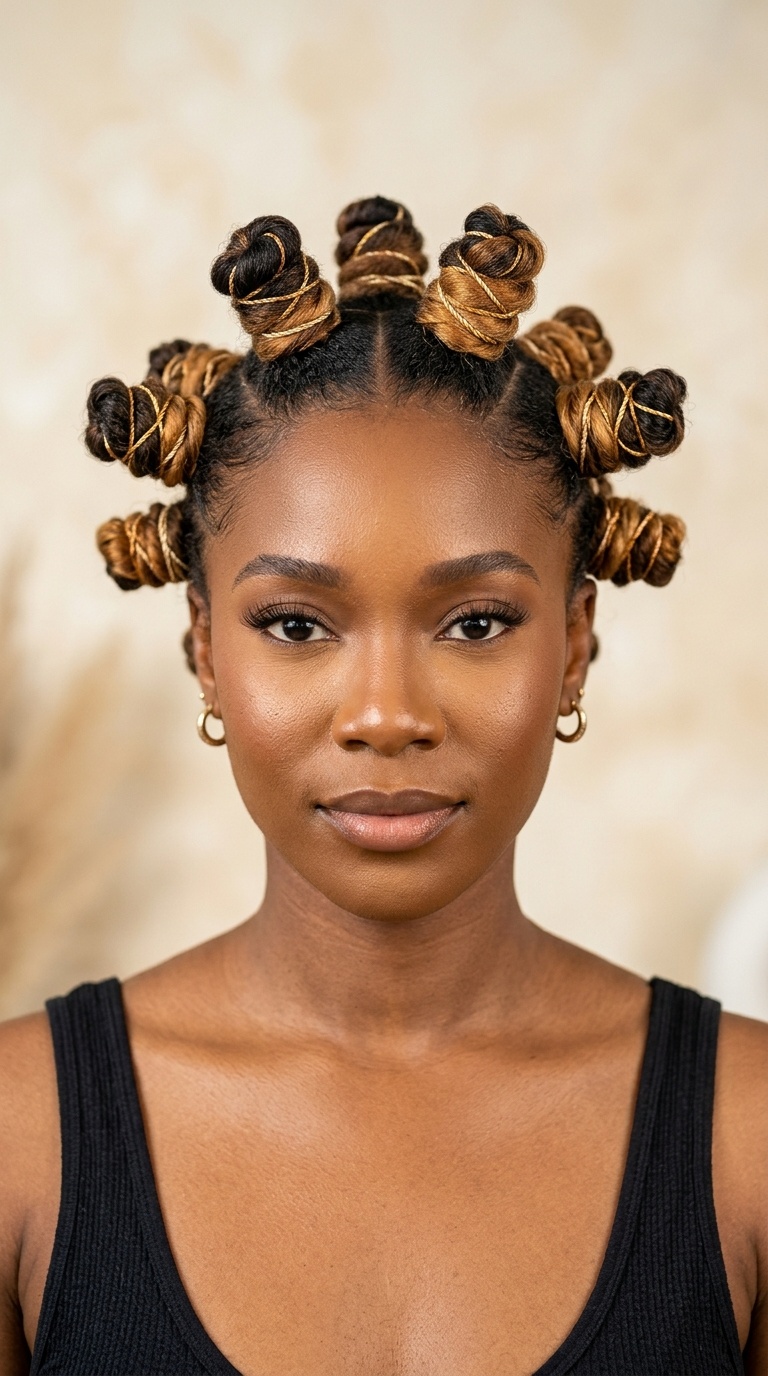 Ombre Threaded Bantu Knots