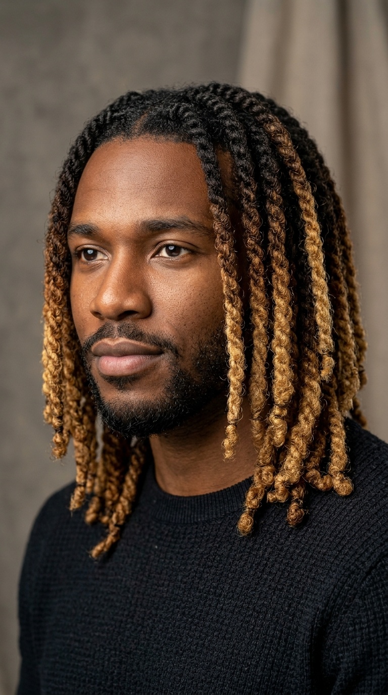 Ombre Two-Strand Twists (Brown to Blonde)