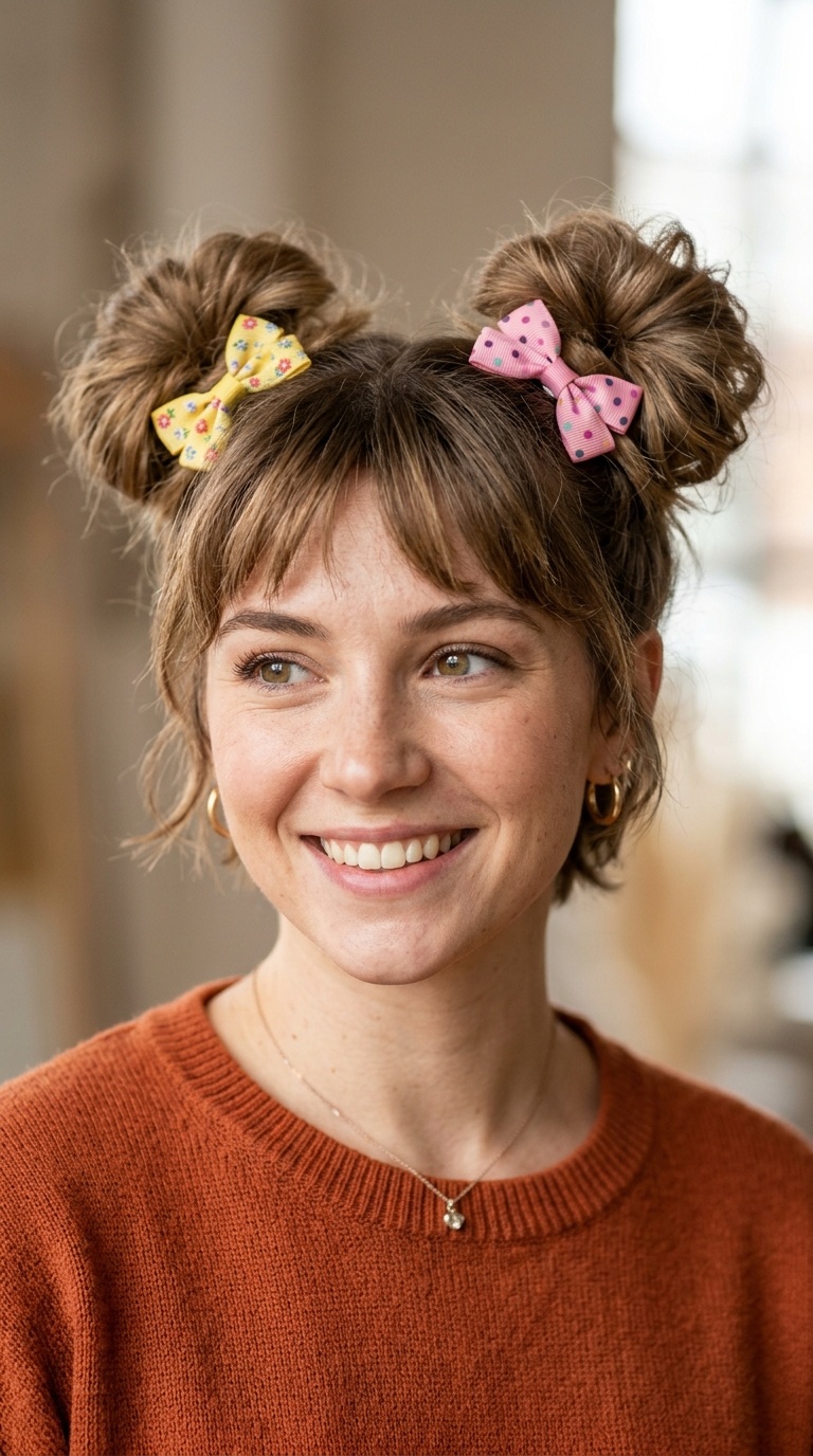 Oversized Space Buns with Bow Clips