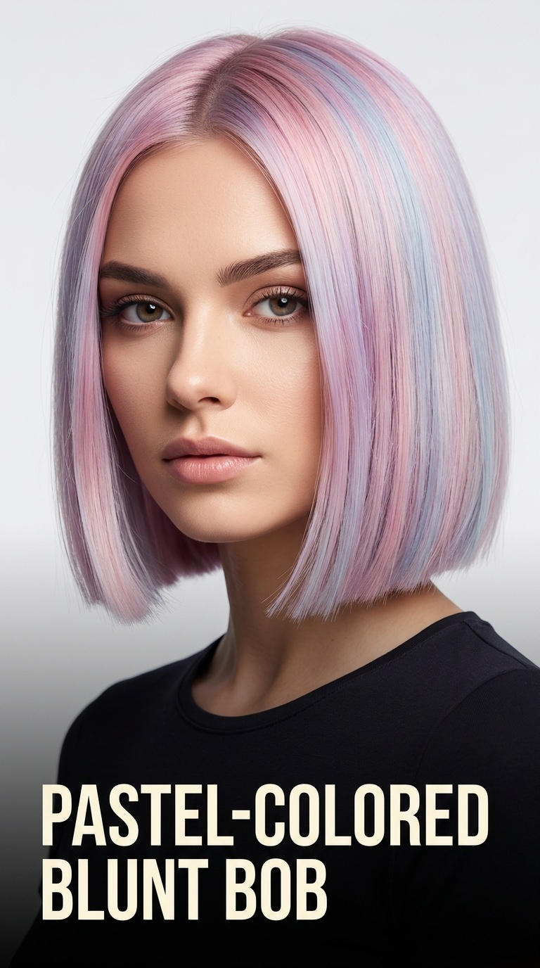 Pastel-Colored Blunt Bob
