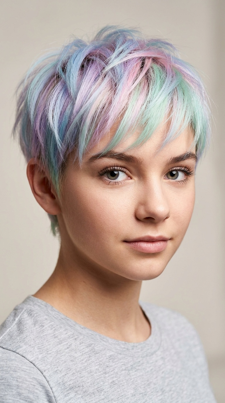 Pastel-Colored Pixie Cut