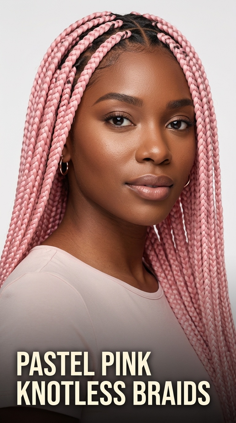 Pastel Pink Knotless Braids