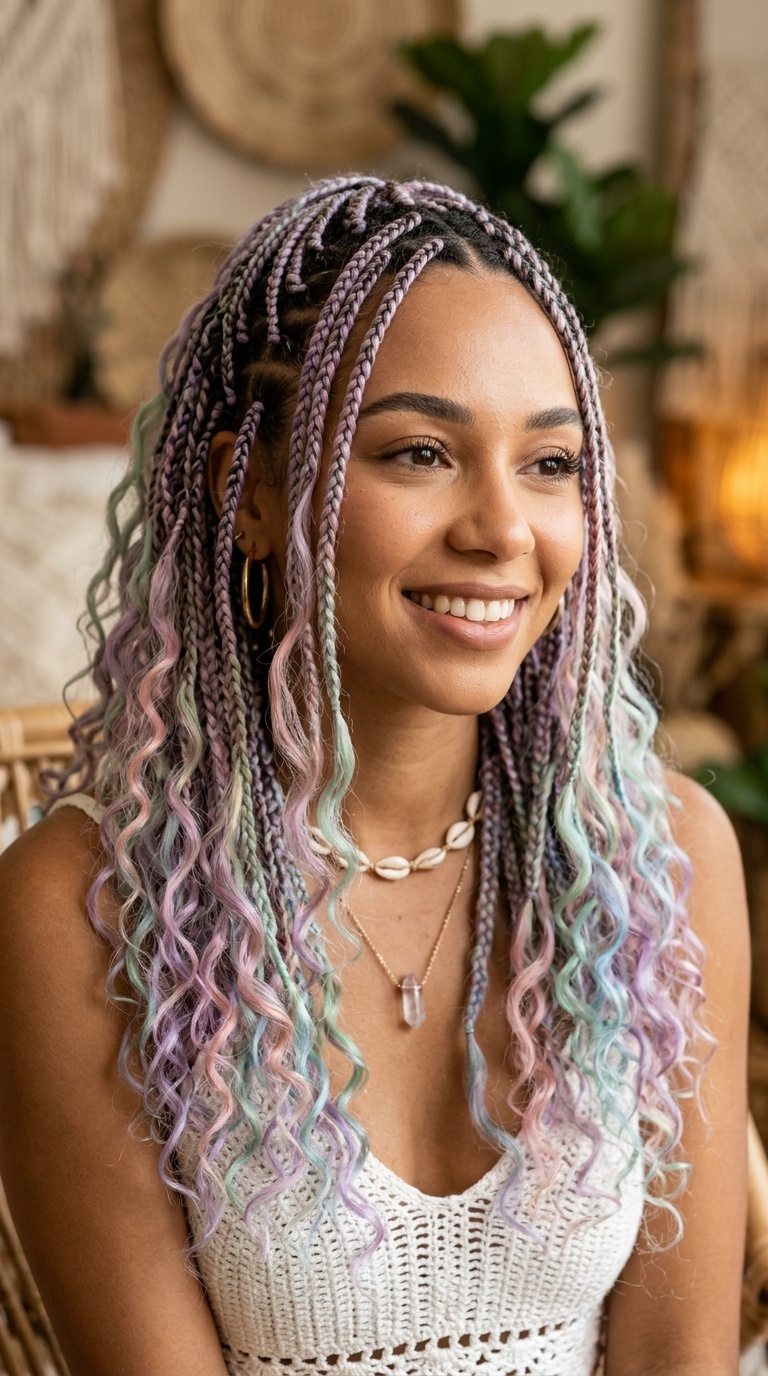 Pastel-Tinted Boho Braids