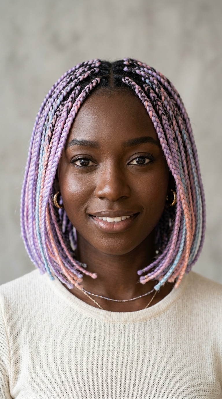 Pastel-Tinted Braided Bob
