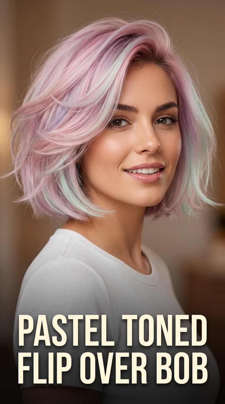Pastel Toned Flip Over Bob