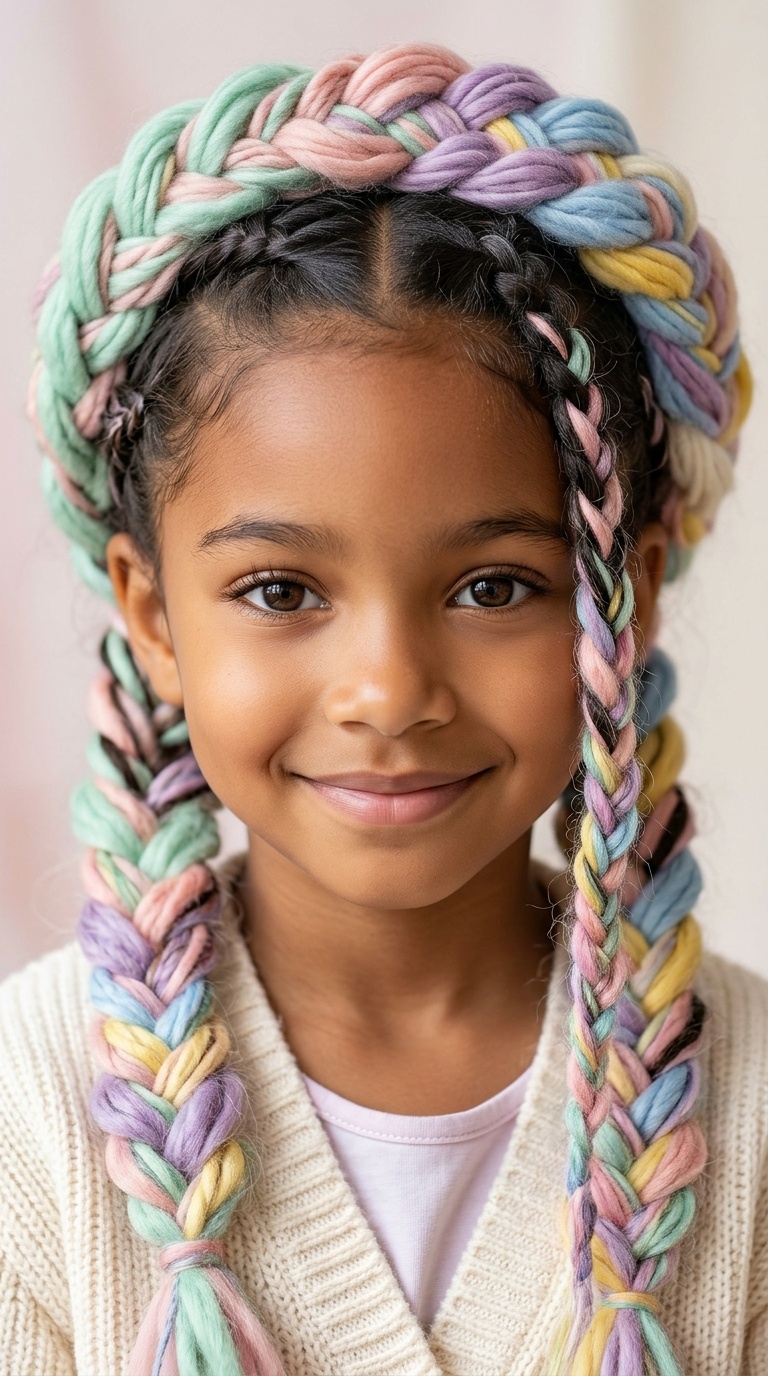 Pastel Woolen Fishtail Braids