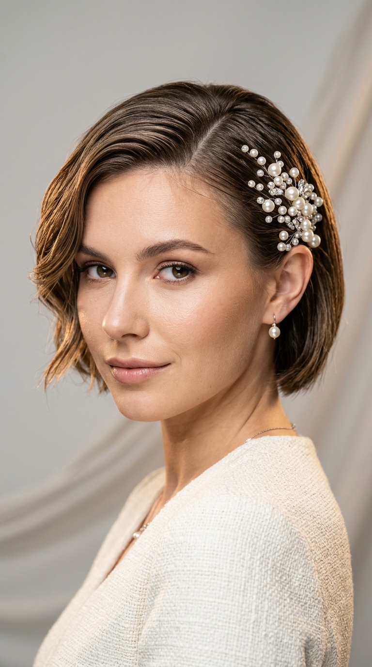 Pearl-Adorned Side Part