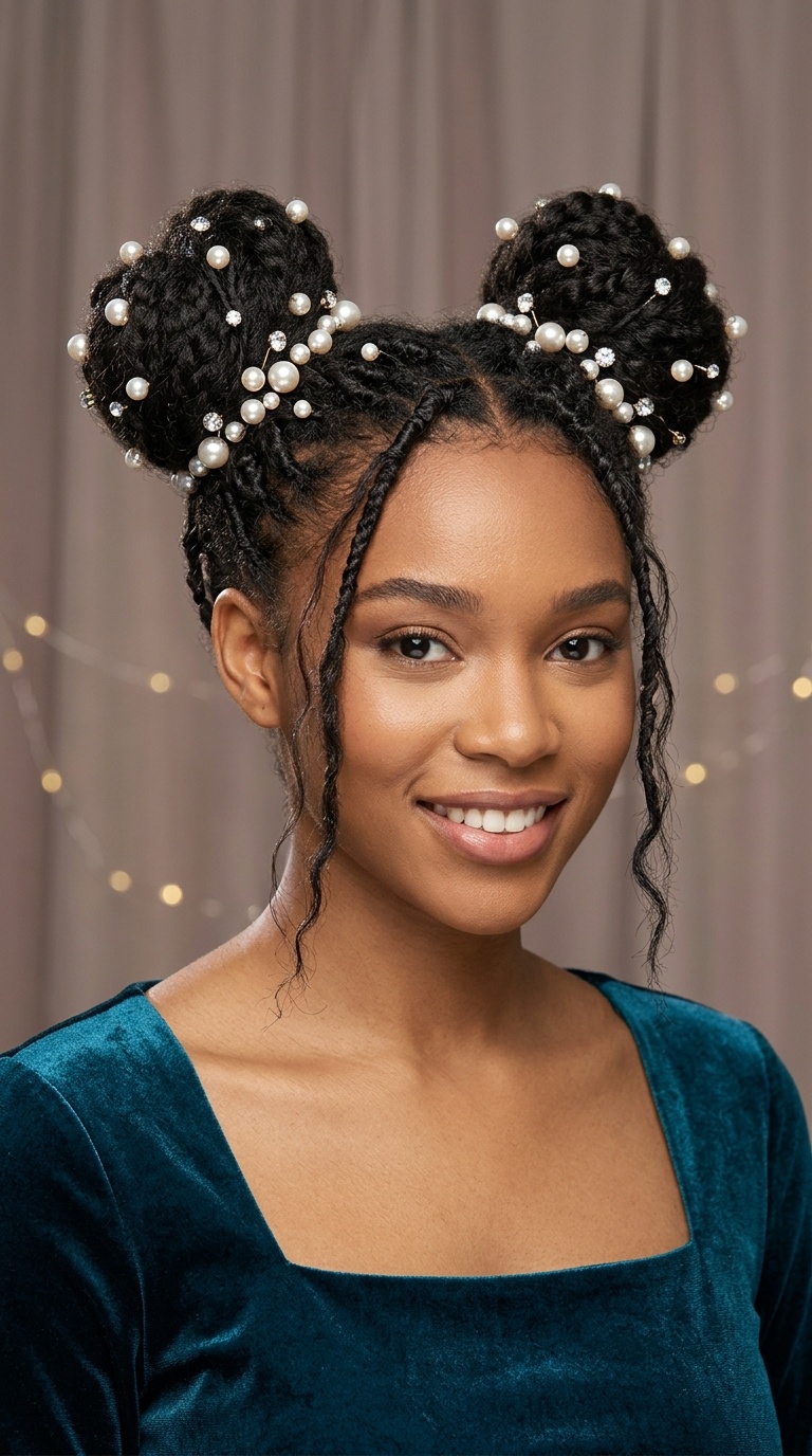 Pearl-Adorned Space Buns