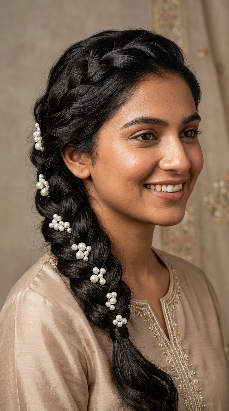 Pearl-Embellished Side Braid