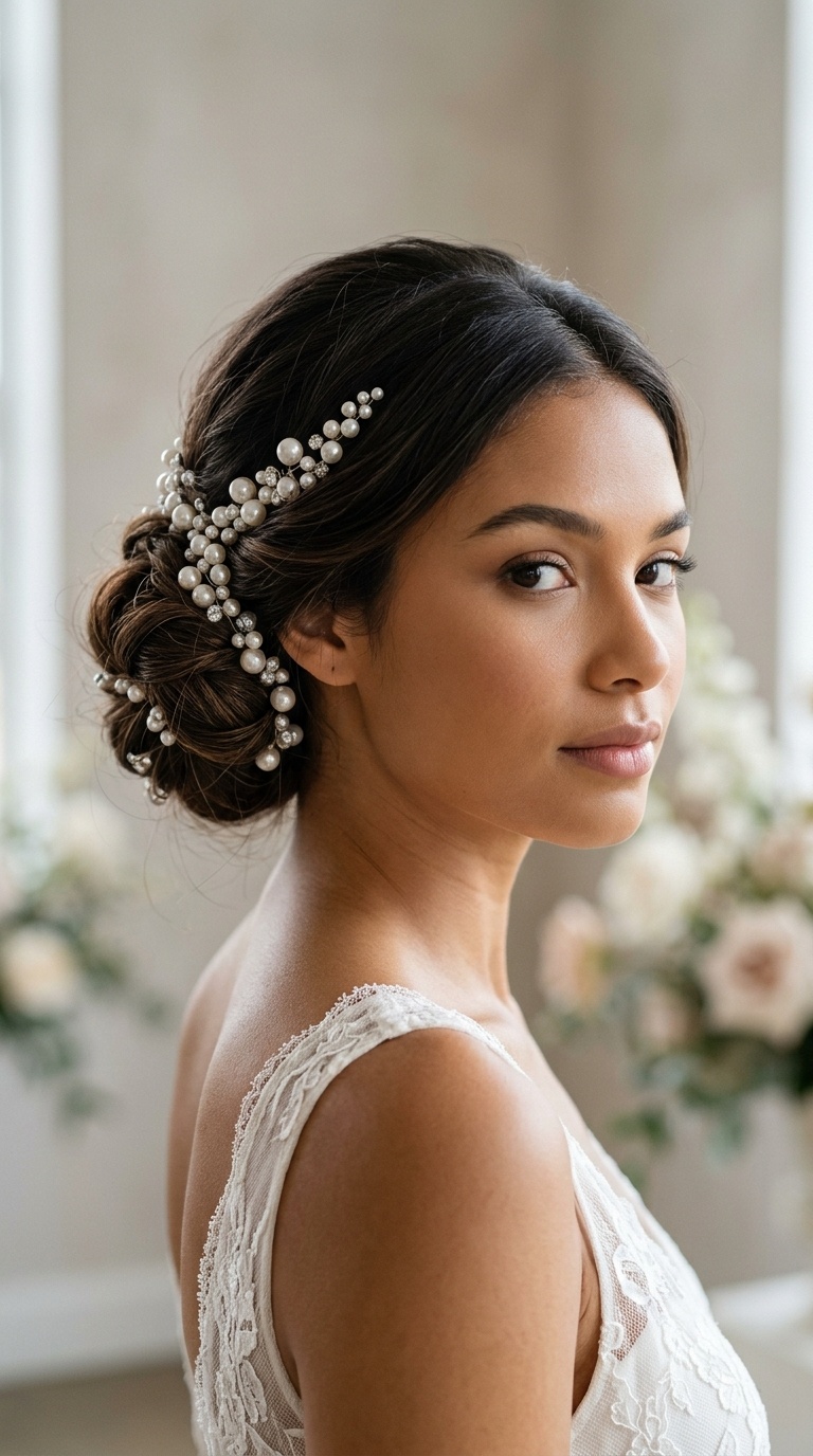 Pearl-Encrusted Low Bun