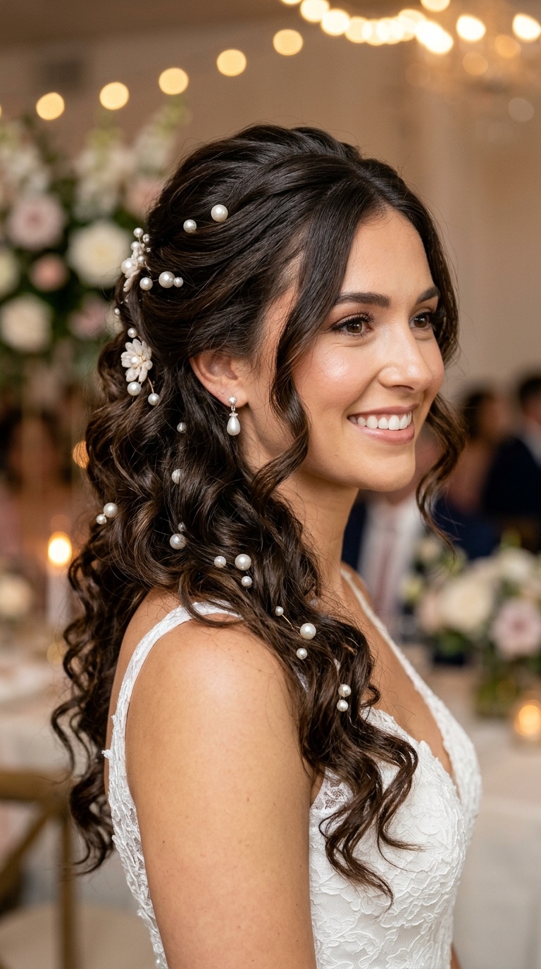 Pearl-Studded Cascading Curls