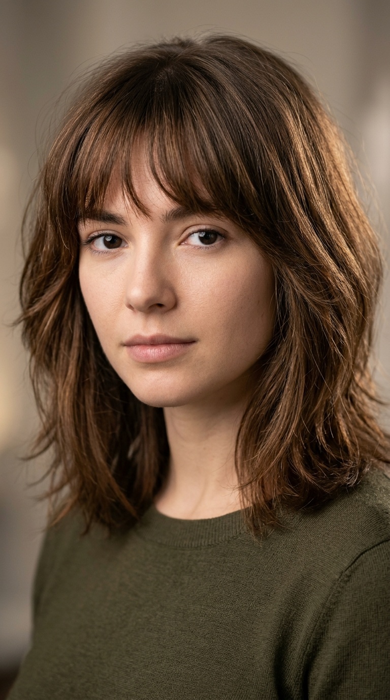 Piecey Fringe with Choppy Shoulder-Length Layers