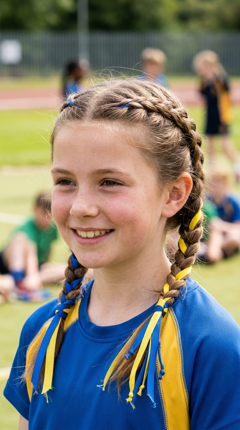 Pigtail Braids with Ribbon Tassels