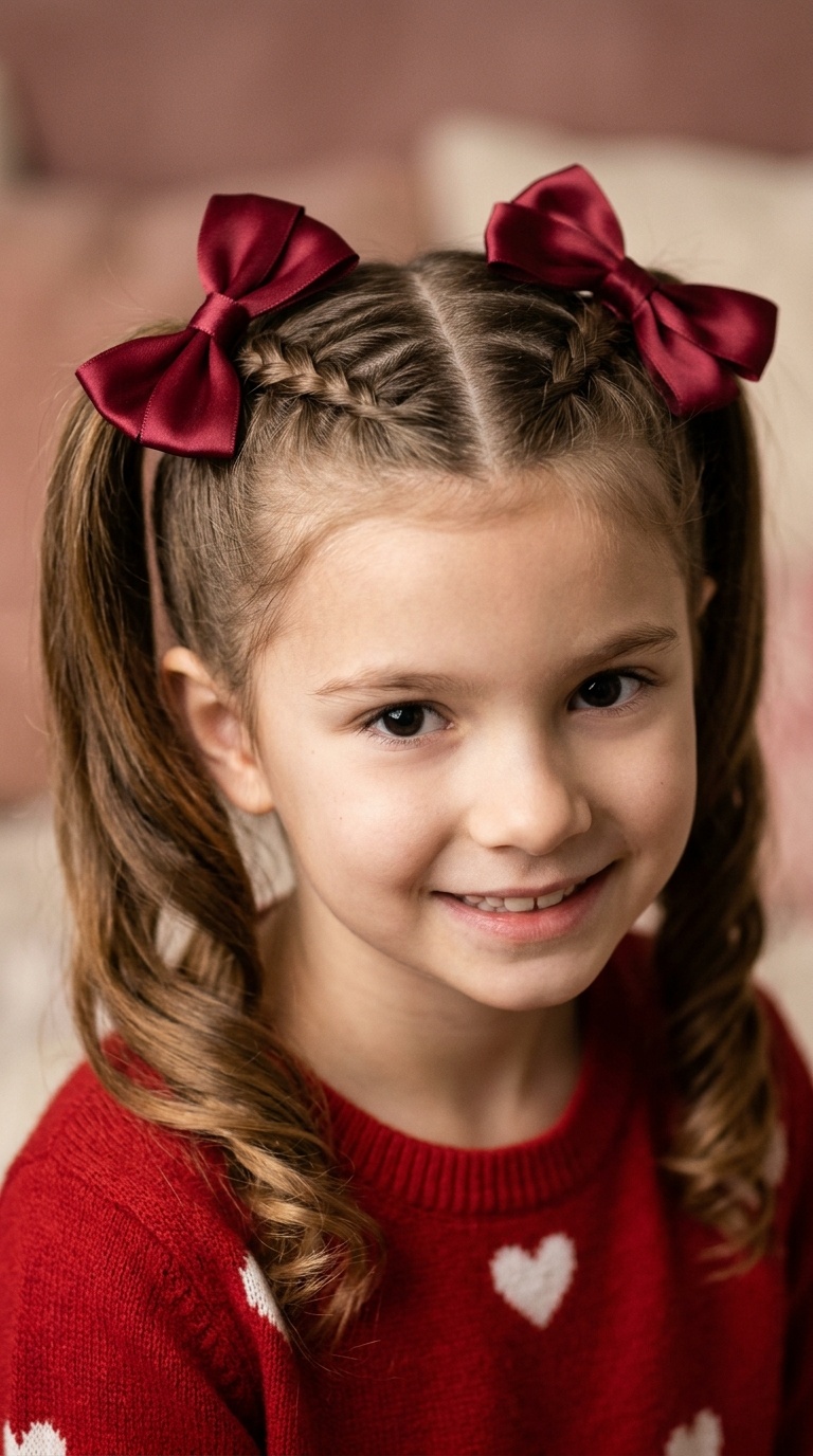 Pigtails with Satin Bow Ties