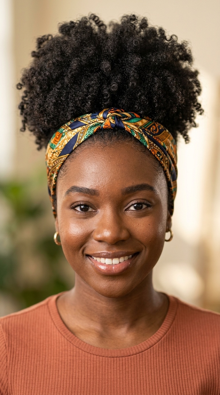 Pineapple Puff with a Silk Headband
