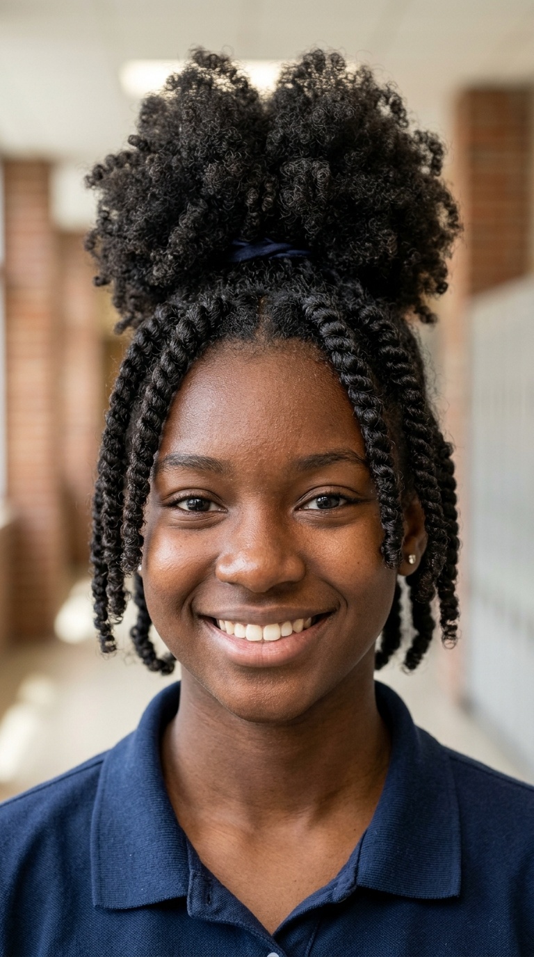 Pineapple Puff with Chunky Face-Framing Twists