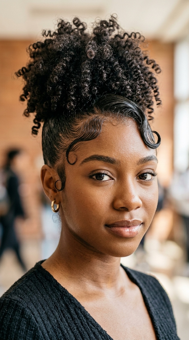 Pineapple Updo with Dramatic Swoops