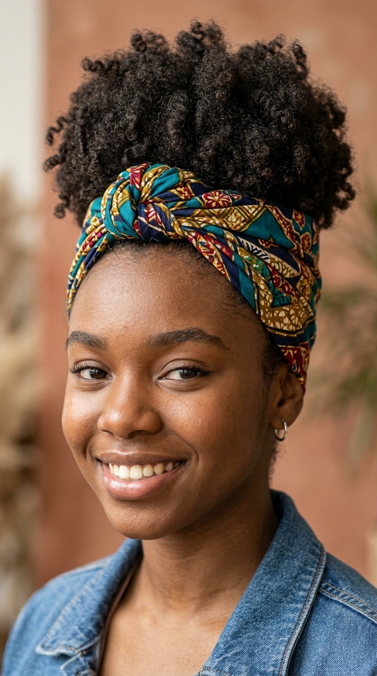 Pineapple Updo with Headwrap