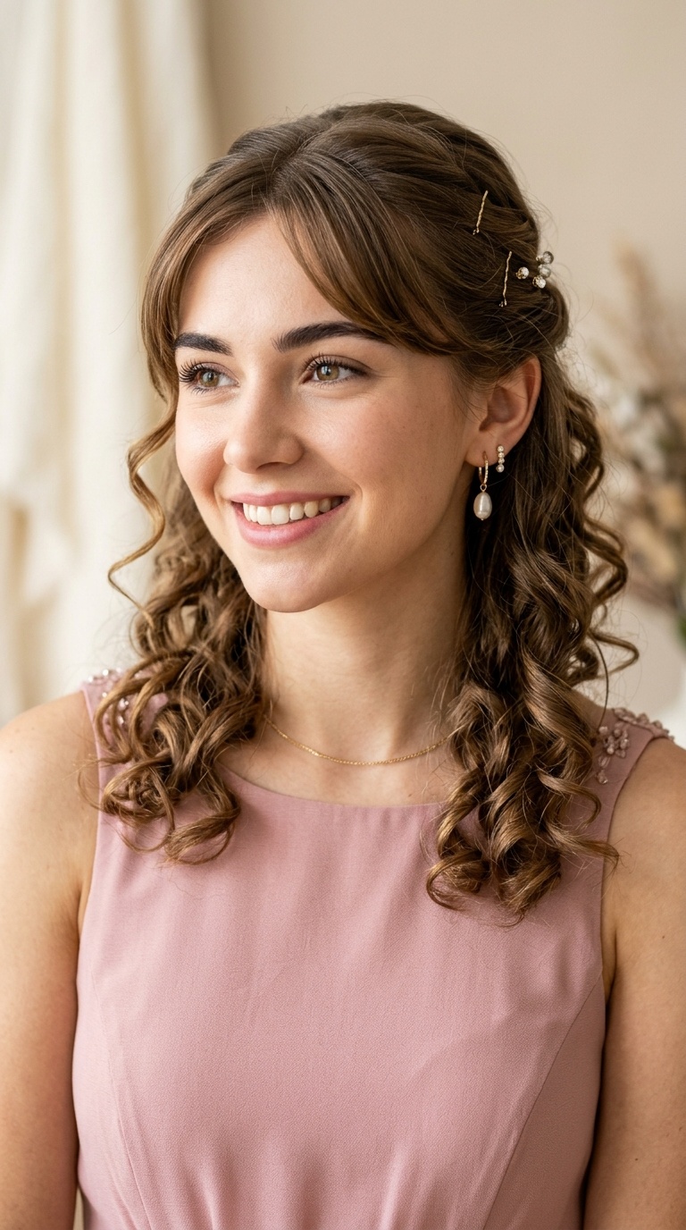 Pinned-Back Bangs with Loose Ringlets